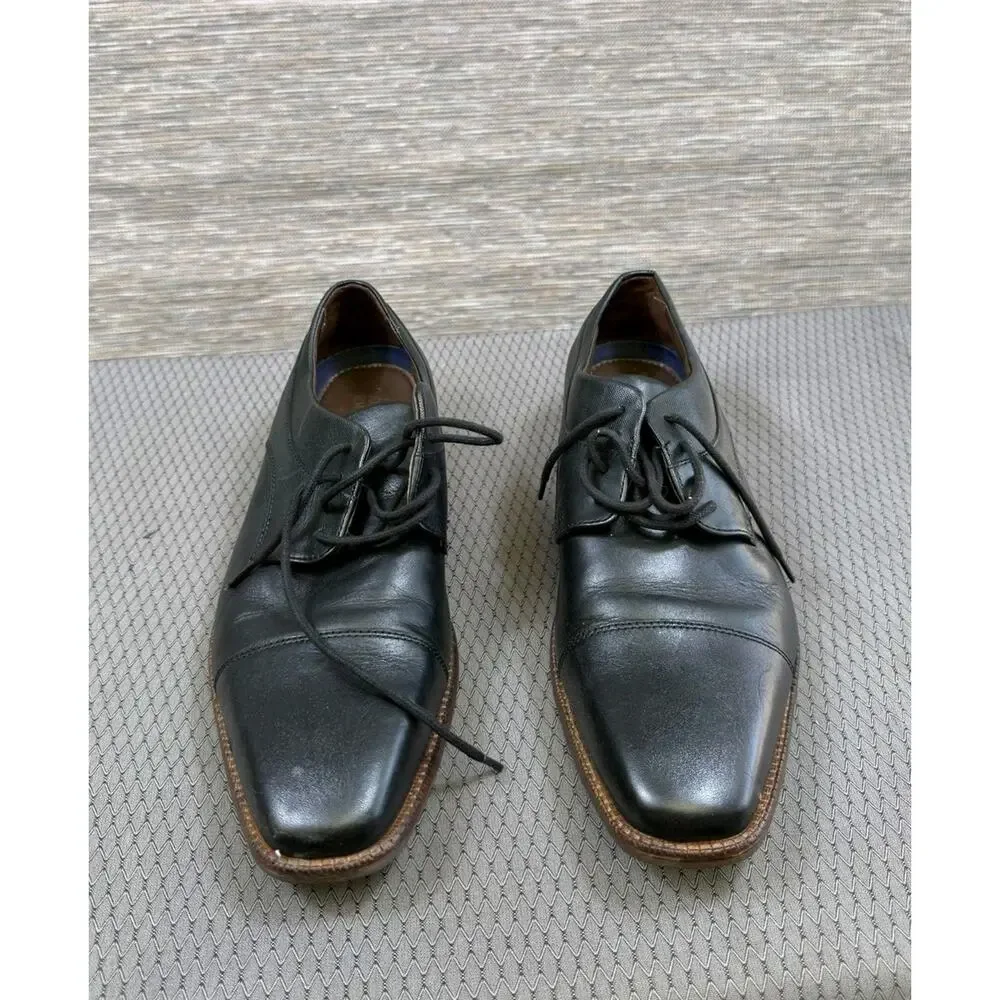 Johnston & Murphy Shoes Mens Size 7.5M Black Leather Cap Toe Derby Dress